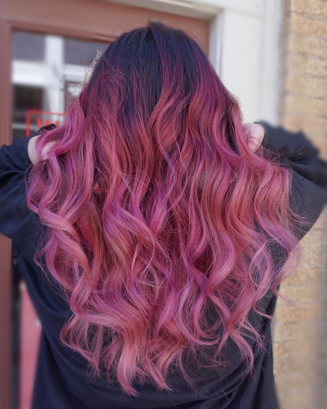 pastel fuschia balayage