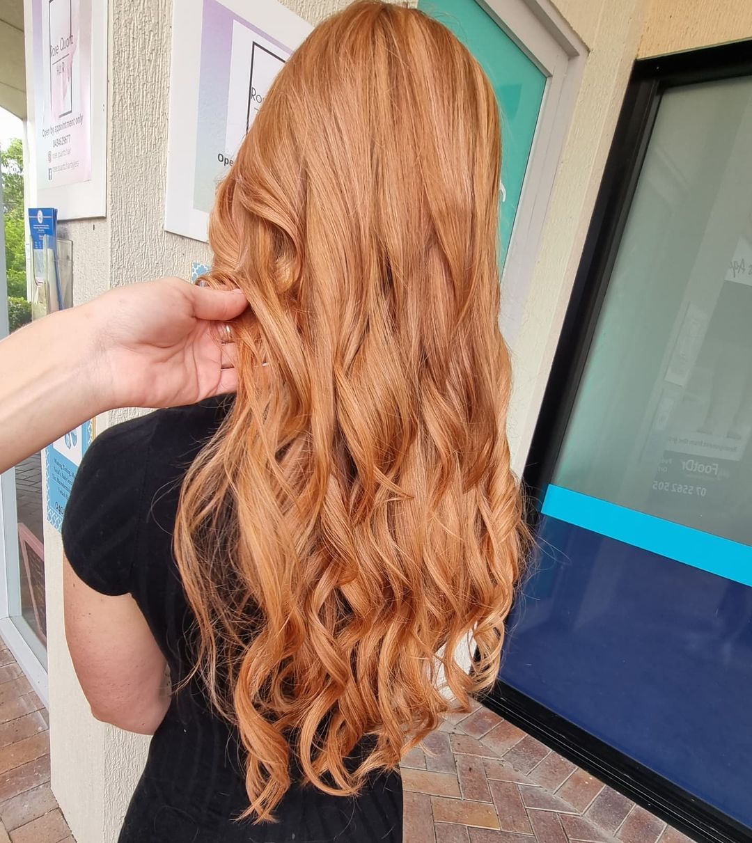 peachy light copper long waves