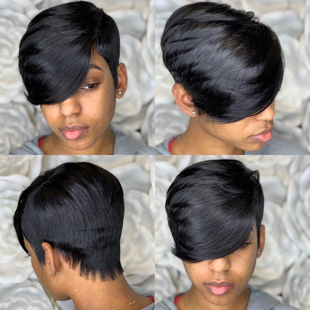 pixie bob layered quick weave hairstyle