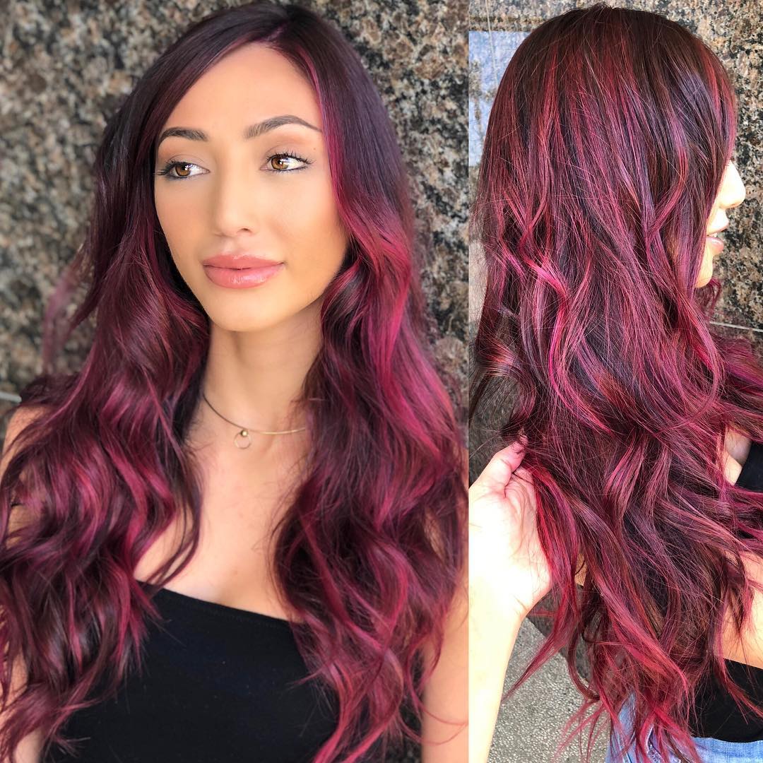 couleur de cheveux rouge framboise