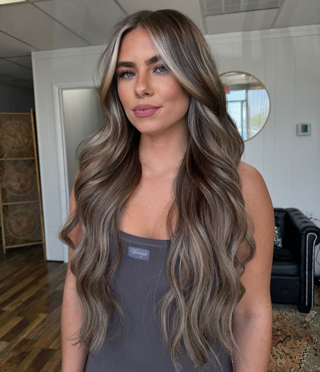 titanium bronde and marble blonde balayage