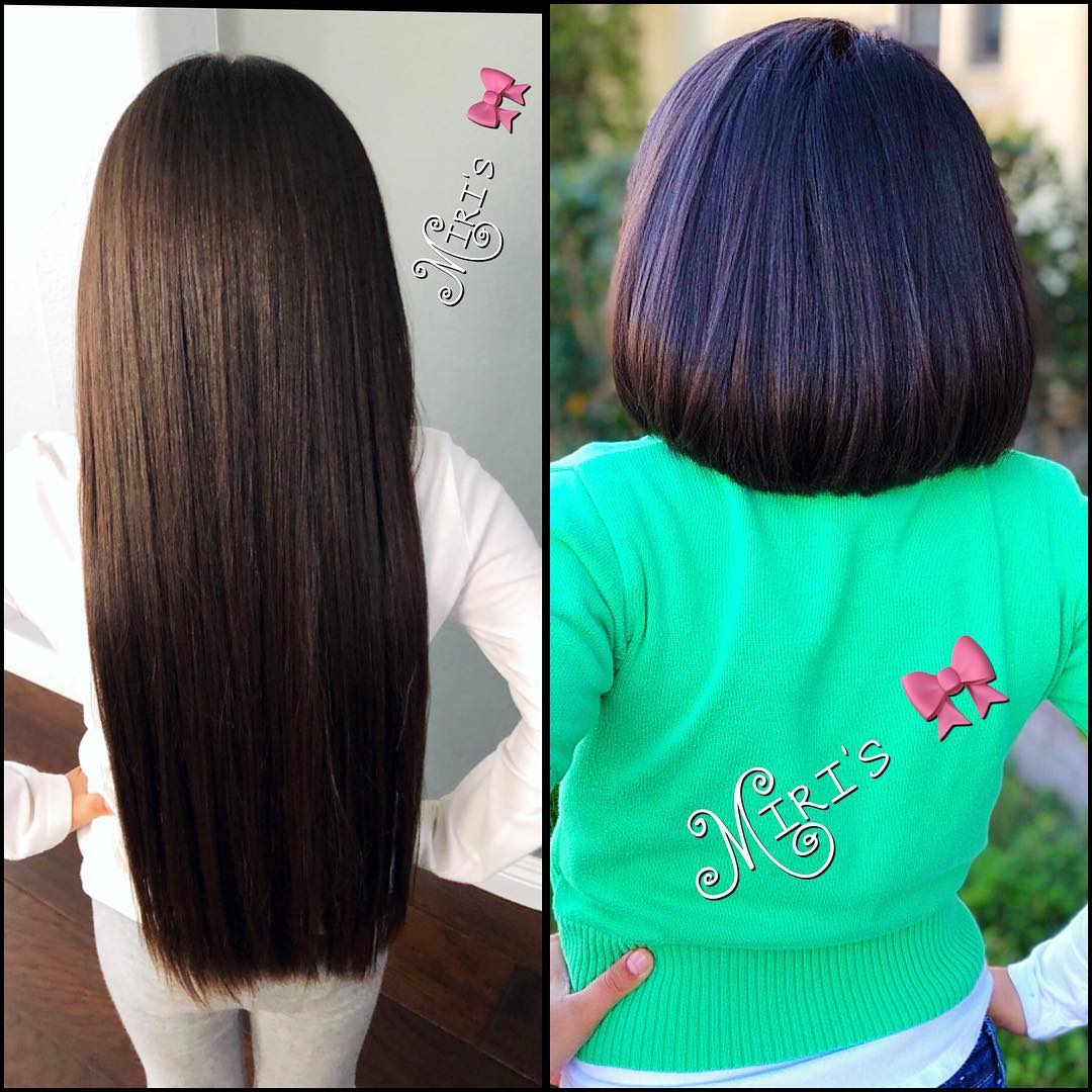 ultra long straight hair to blunt lob