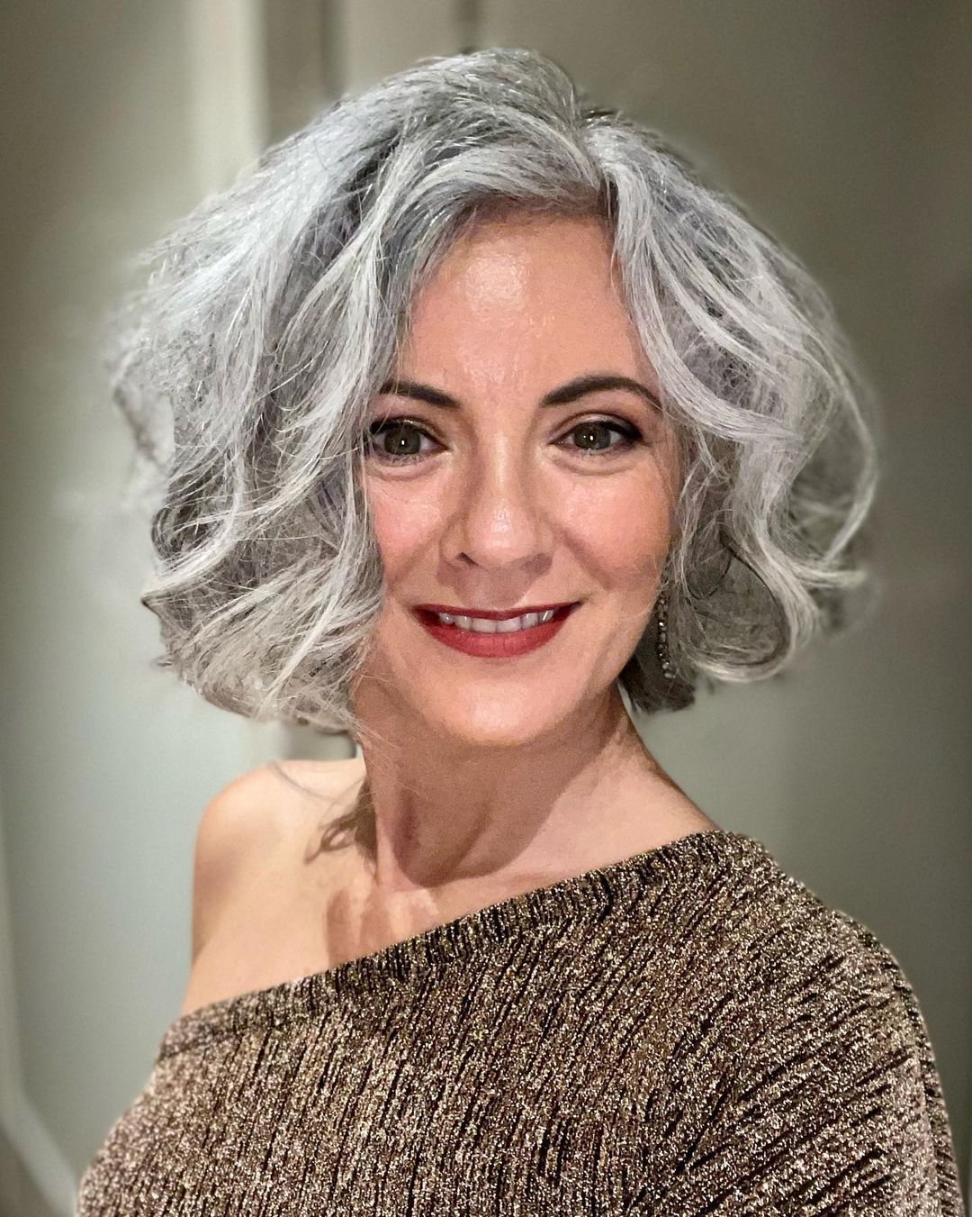 voluminous wavy bob for women over 50