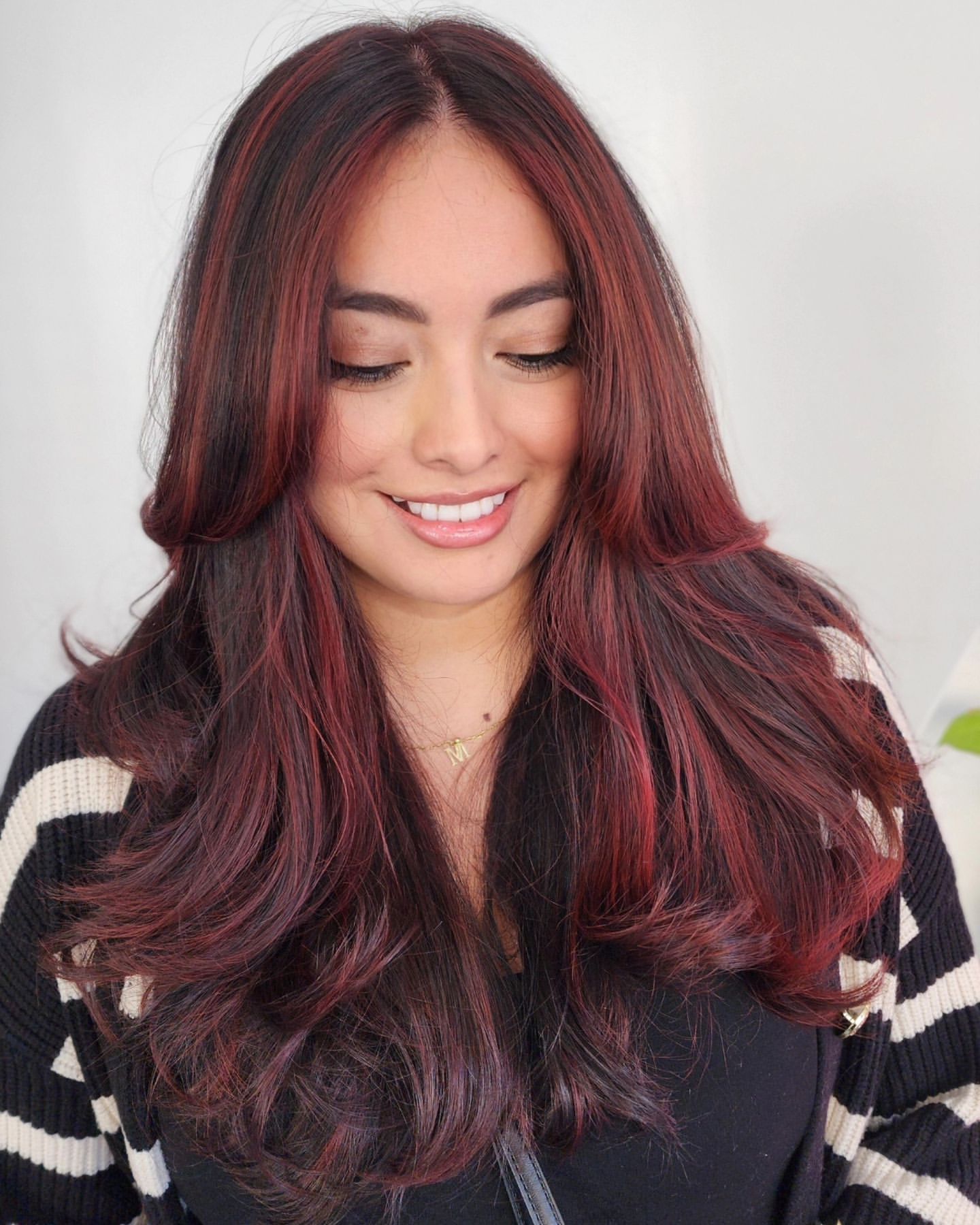 balayage cerise acajou