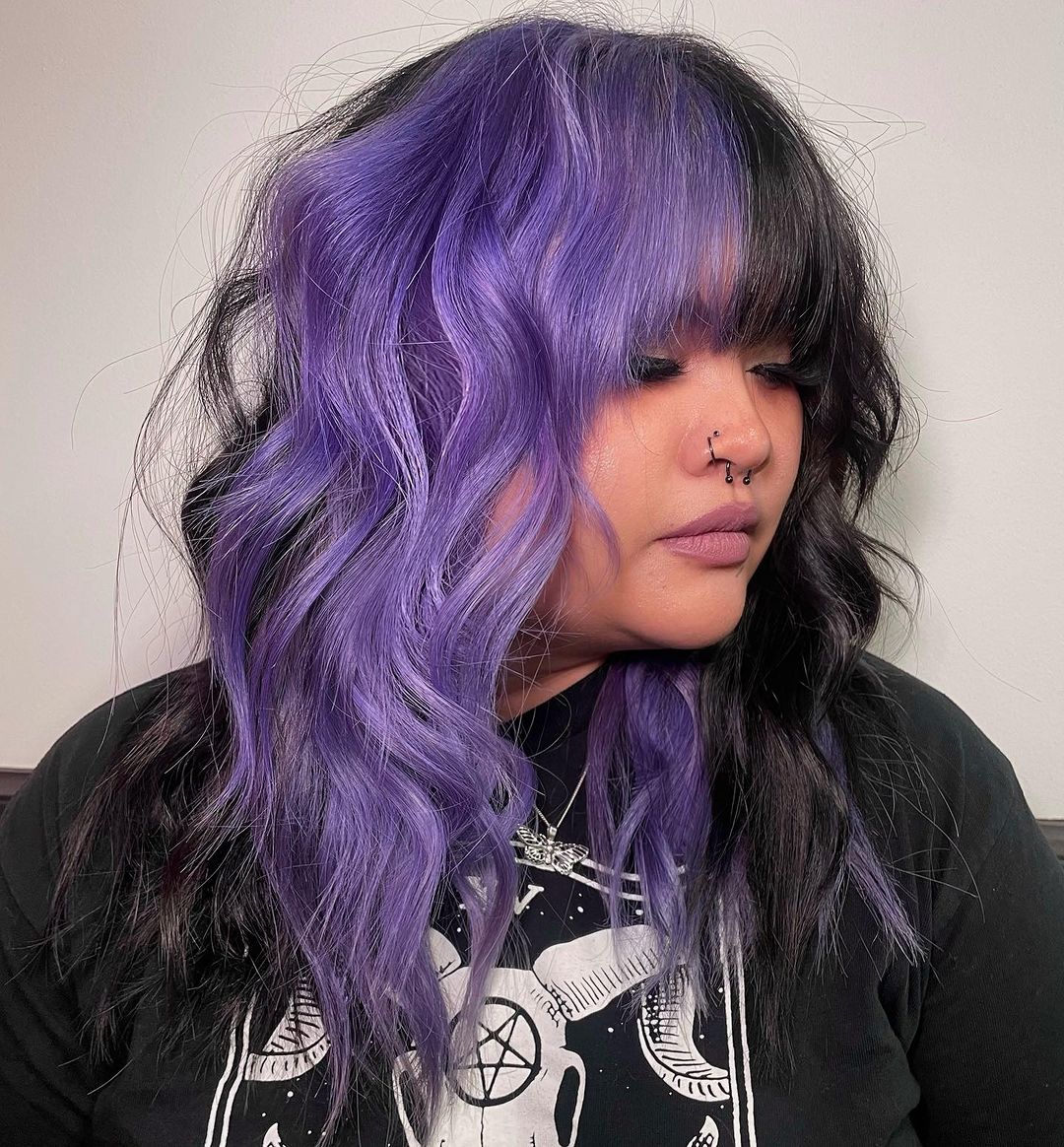 cabelo preto e lavanda