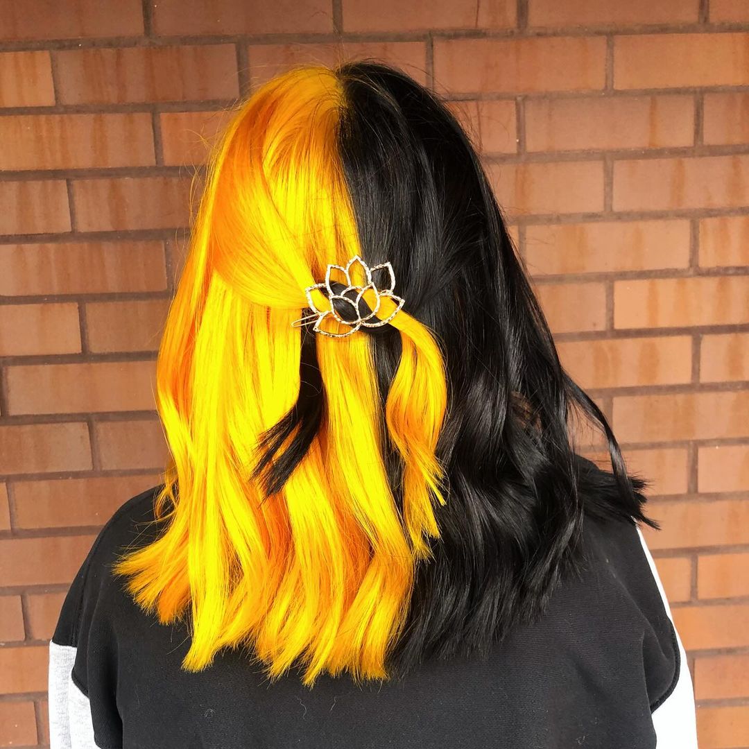 cabelo preto e amarelo