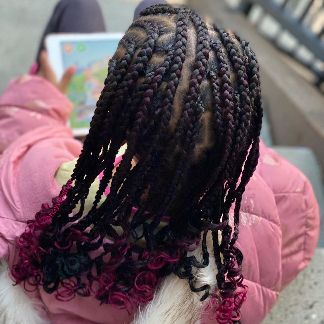 box braids with curly ends