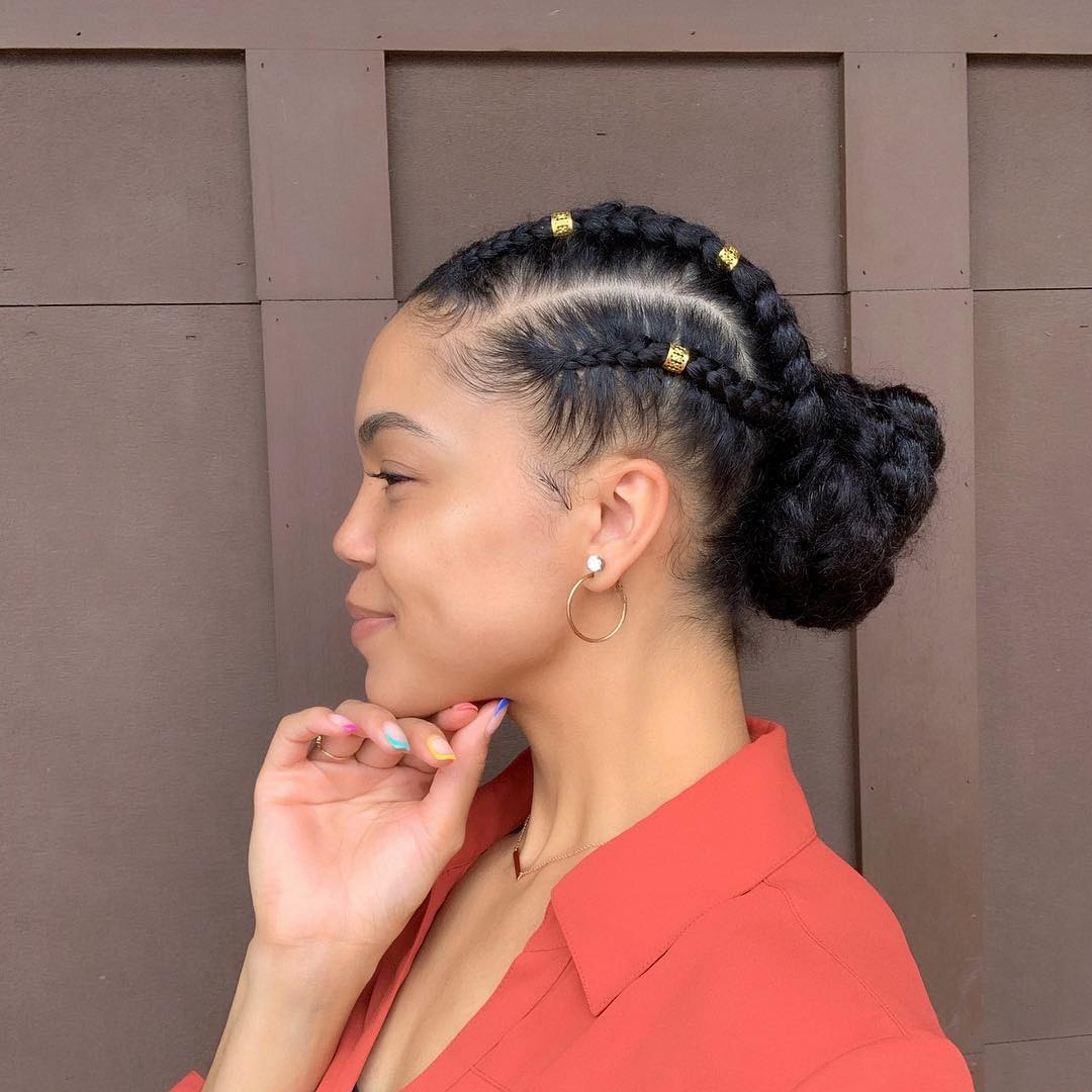 chignon tressé avec cornrows