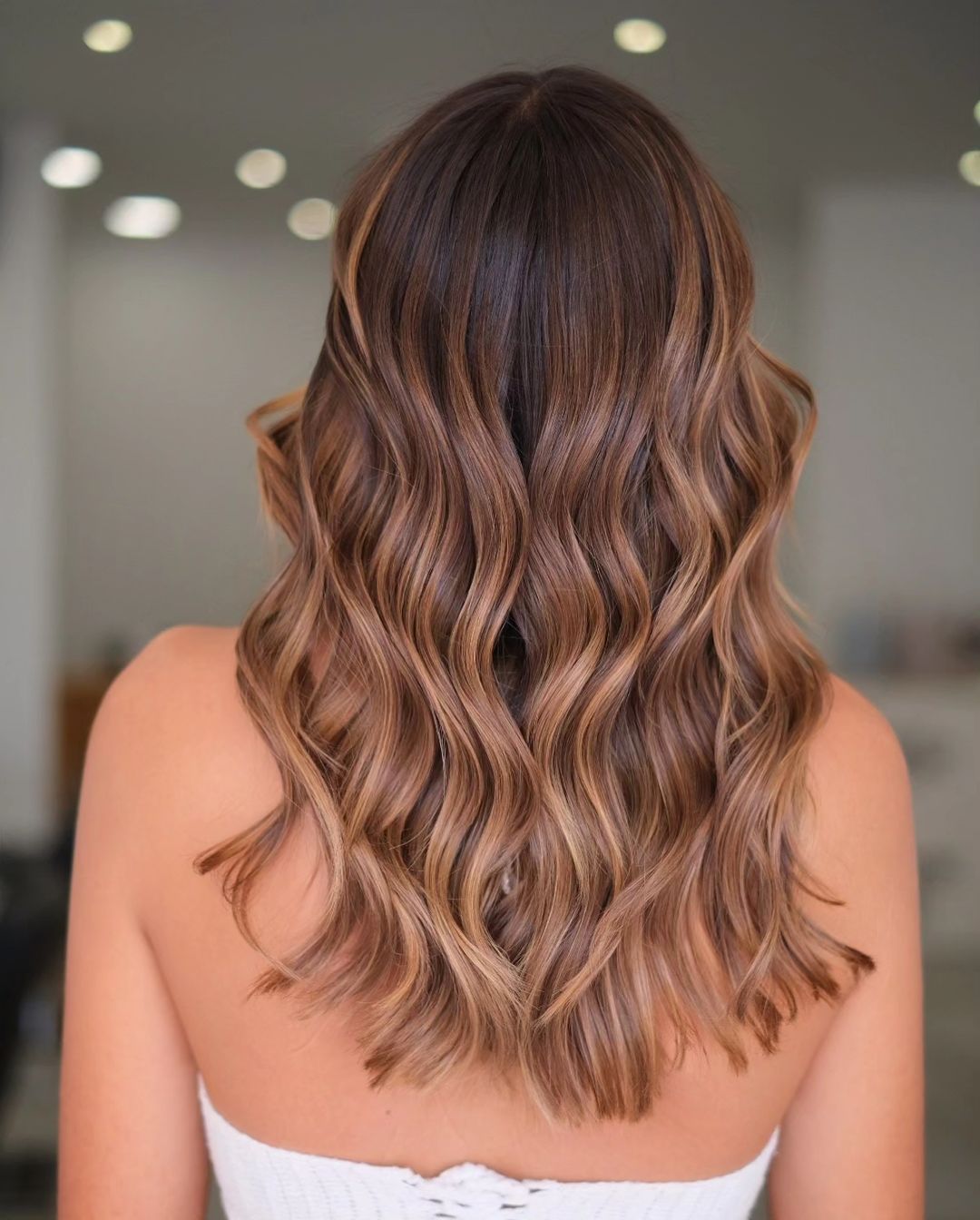 mélange de couleurs balayage caramel