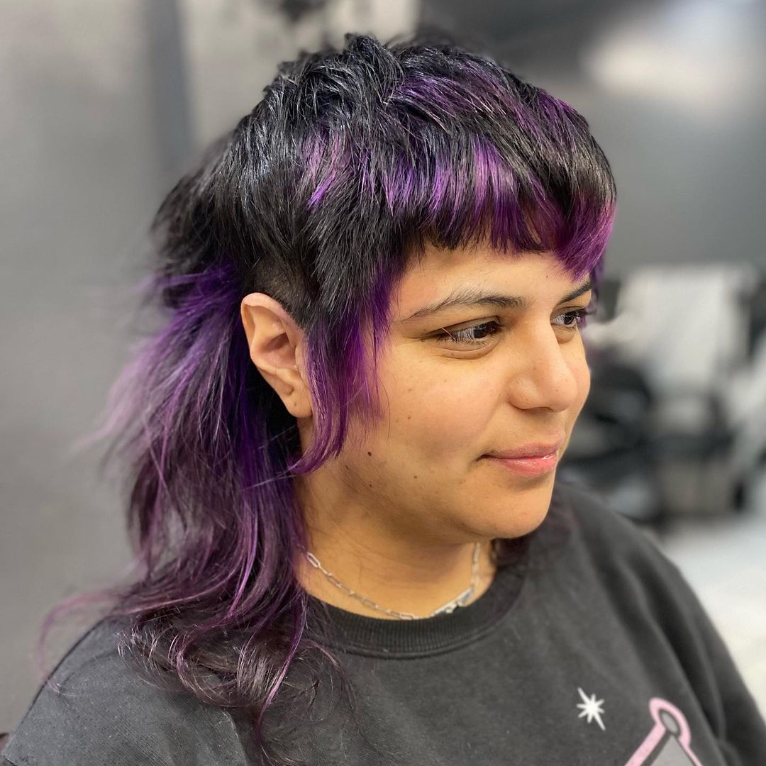 choppy purple highlights