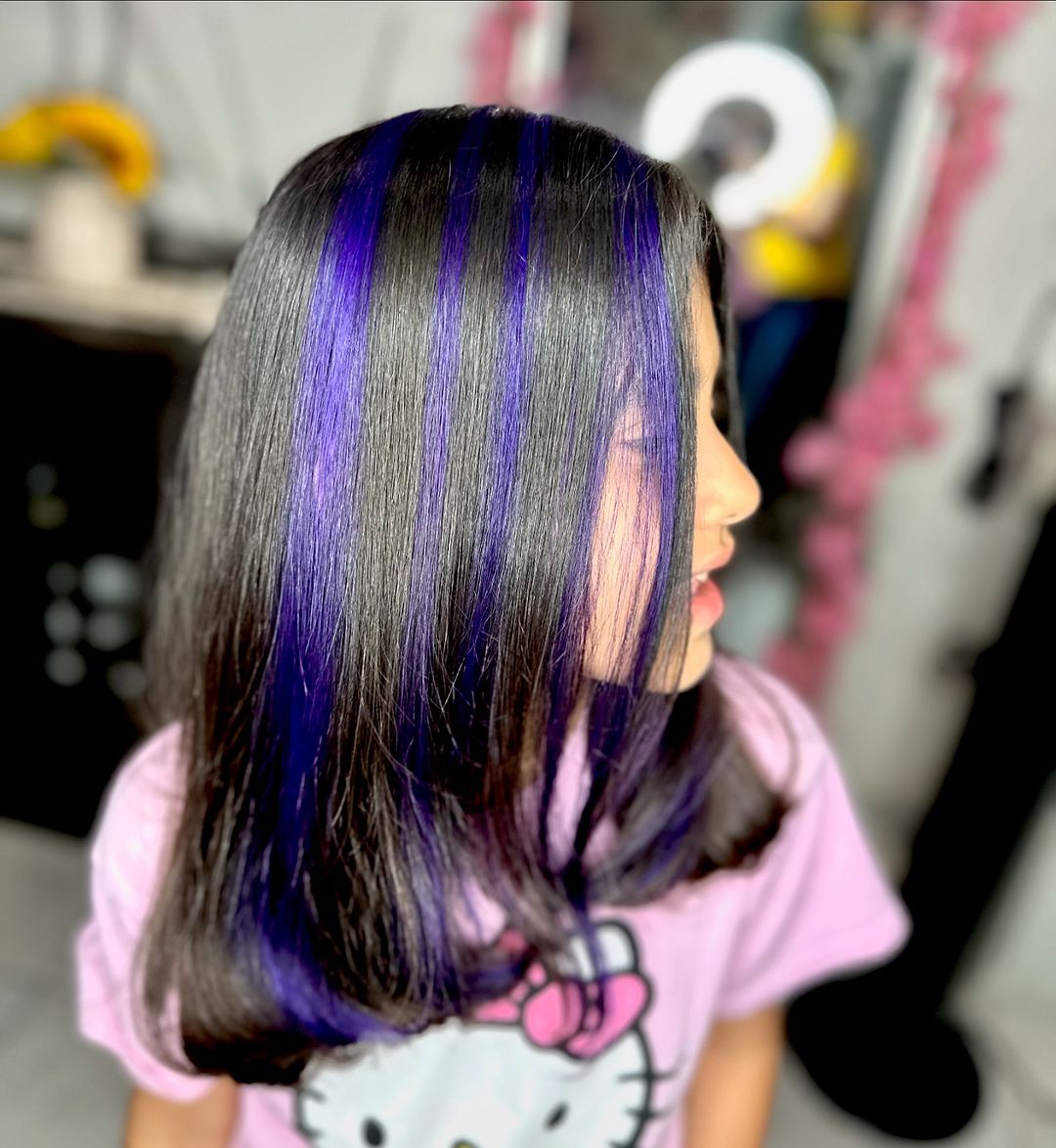 chunky purple highlights