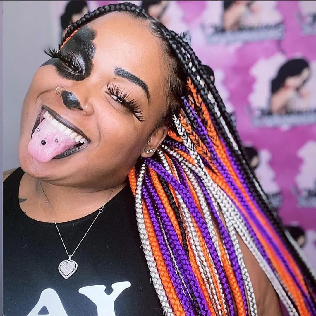 color block Halloween braids