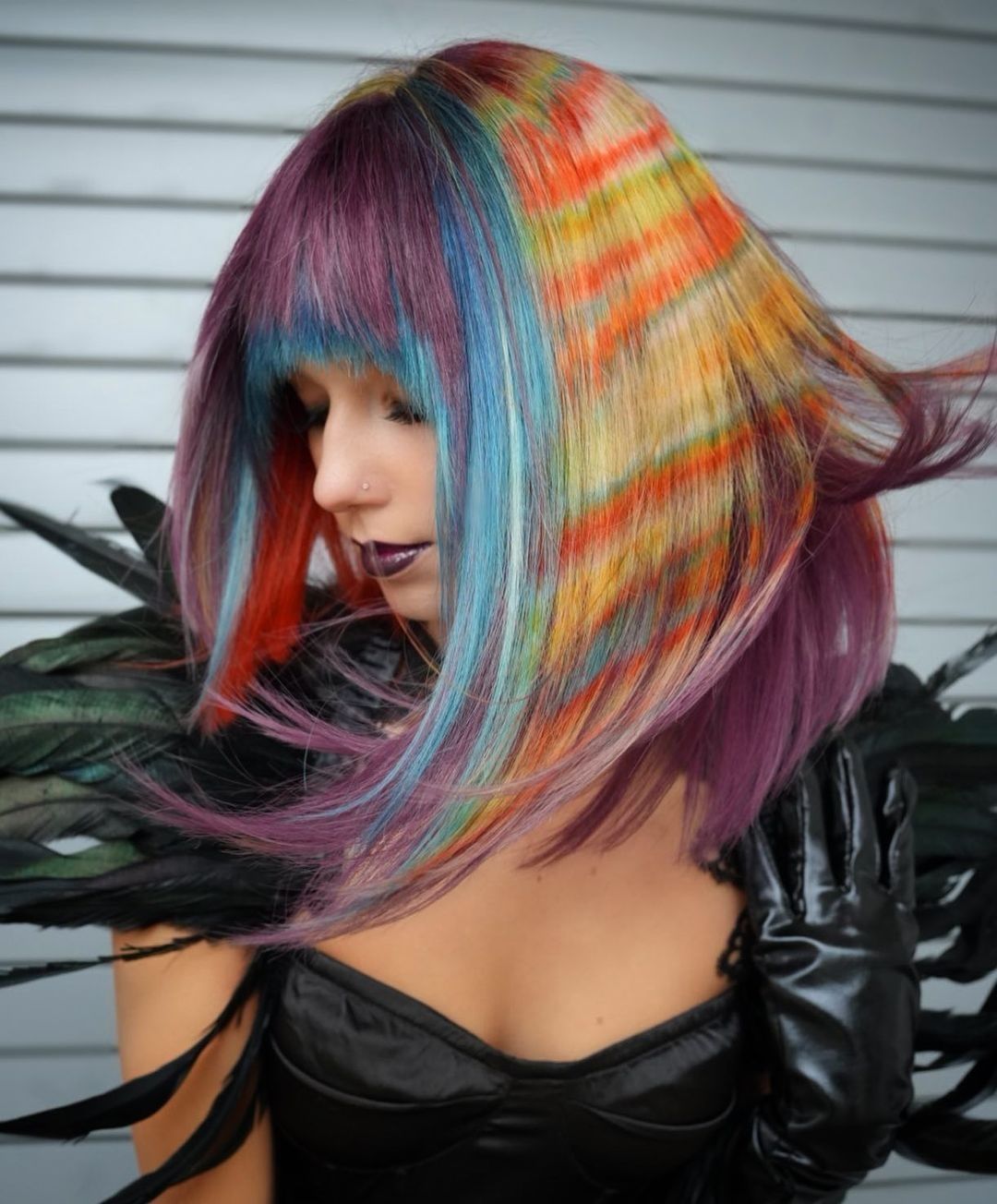 cabelo color block Halloween