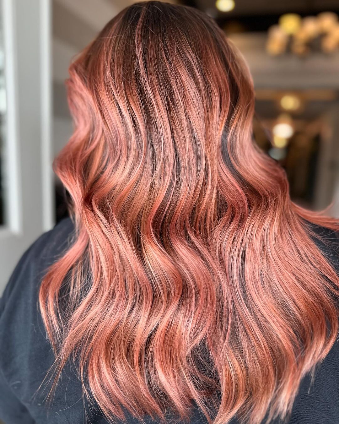 copper rose gold on brown hair