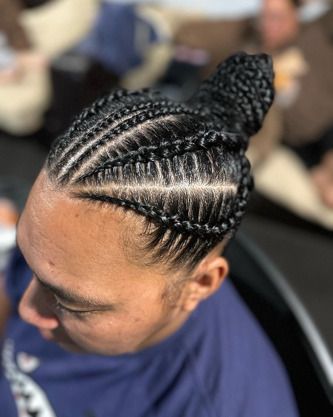 cornrows into braided bun