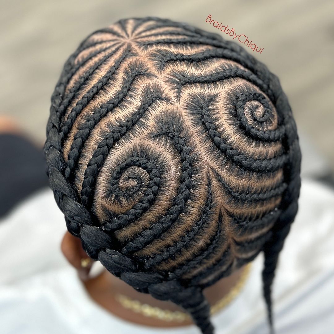 cornrows with fishbone design