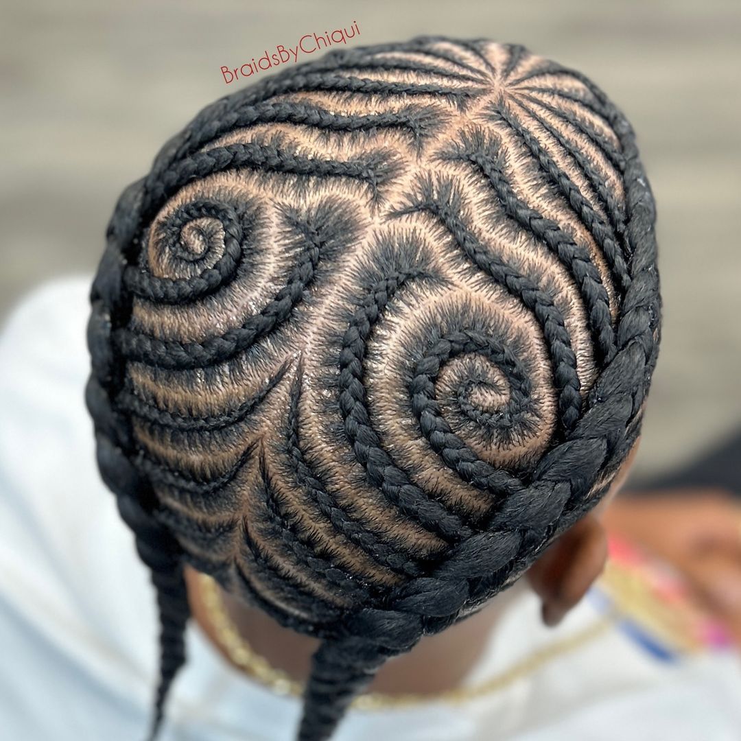 cornrows with fishbone design