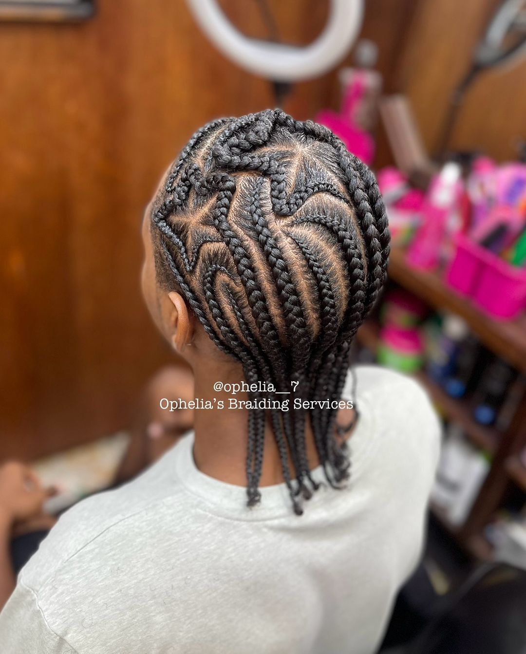 cornrows met sterrenmotief