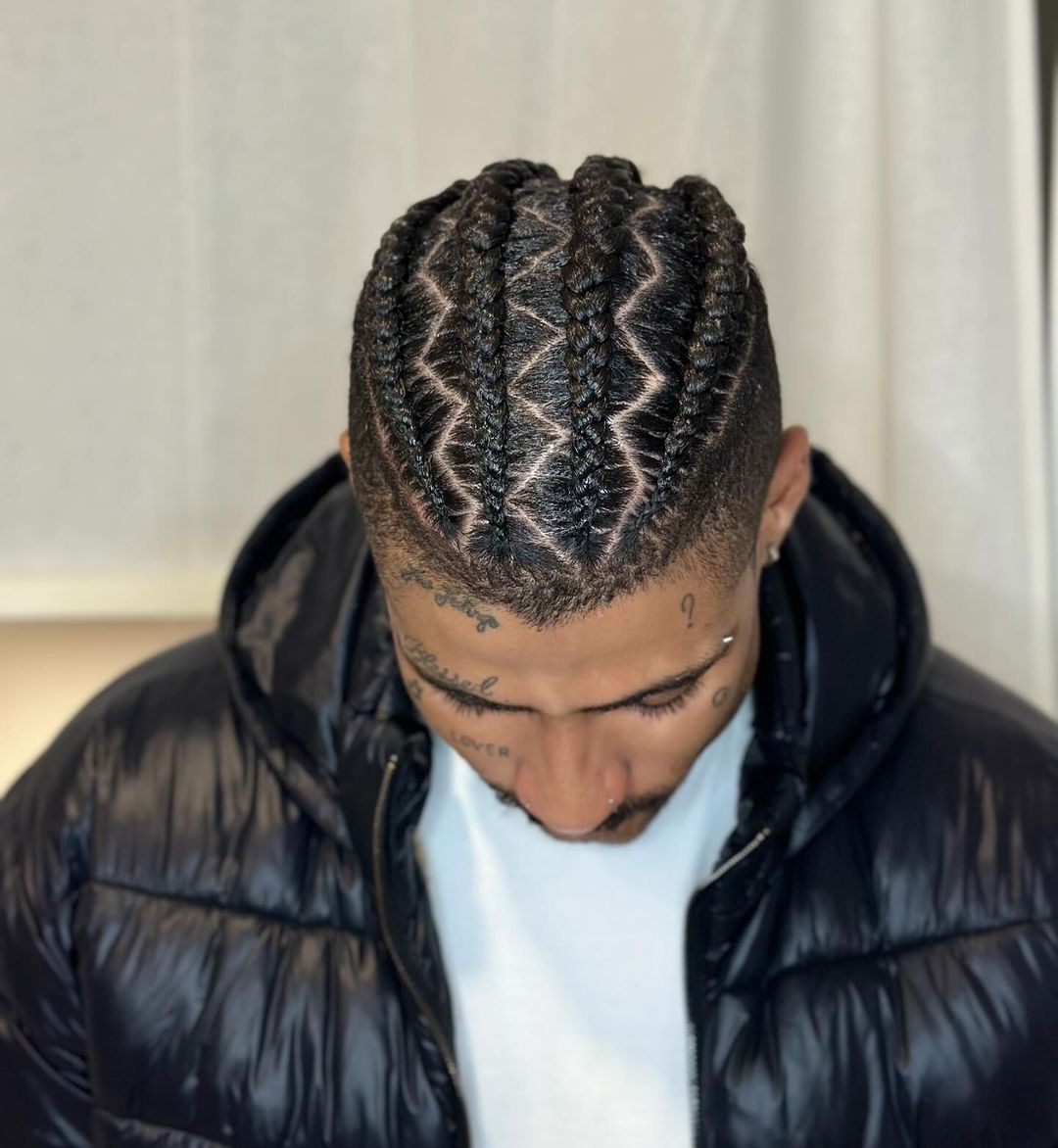 cornrows met zigzagscheiding