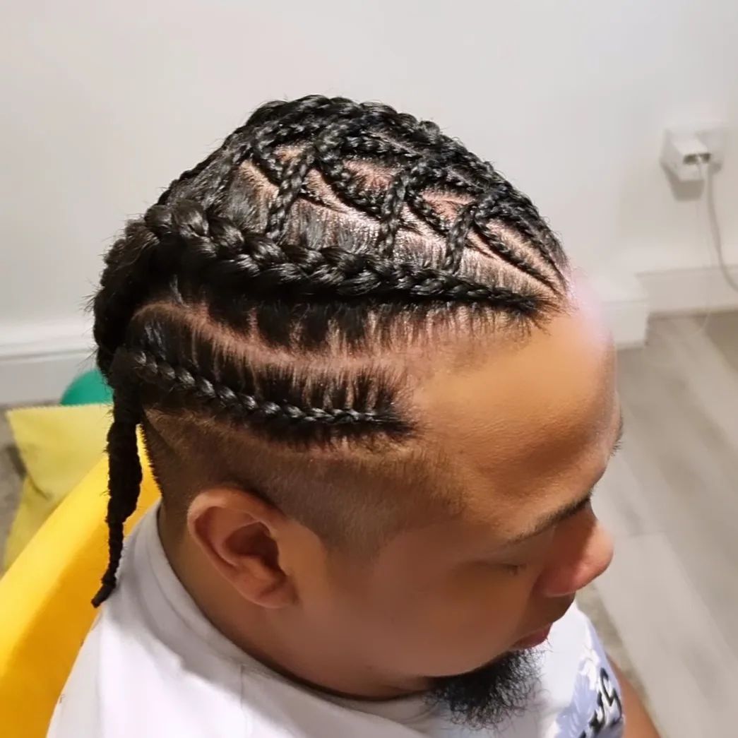 criss cross braids with cornrows and tapered sides