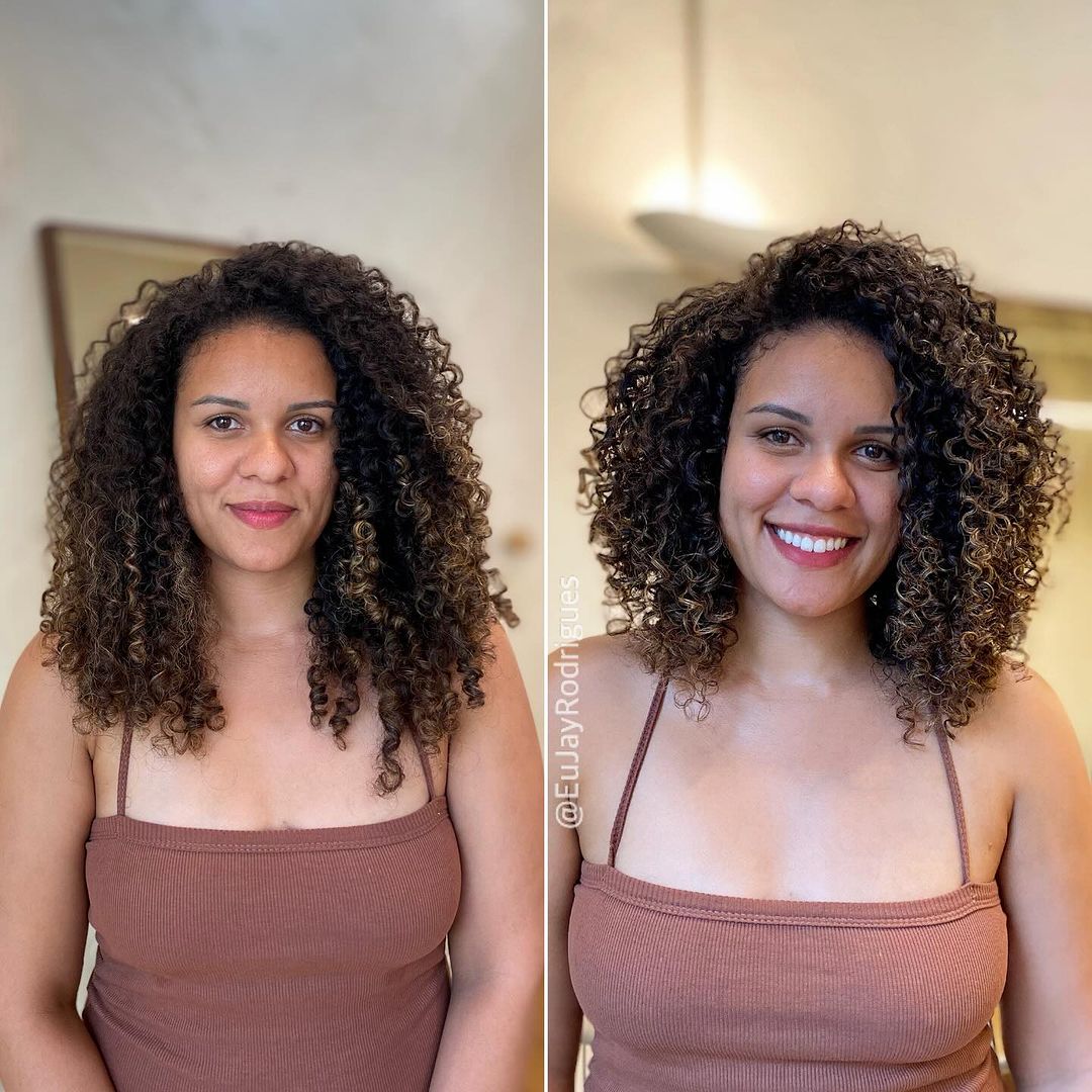 curly lob transformation