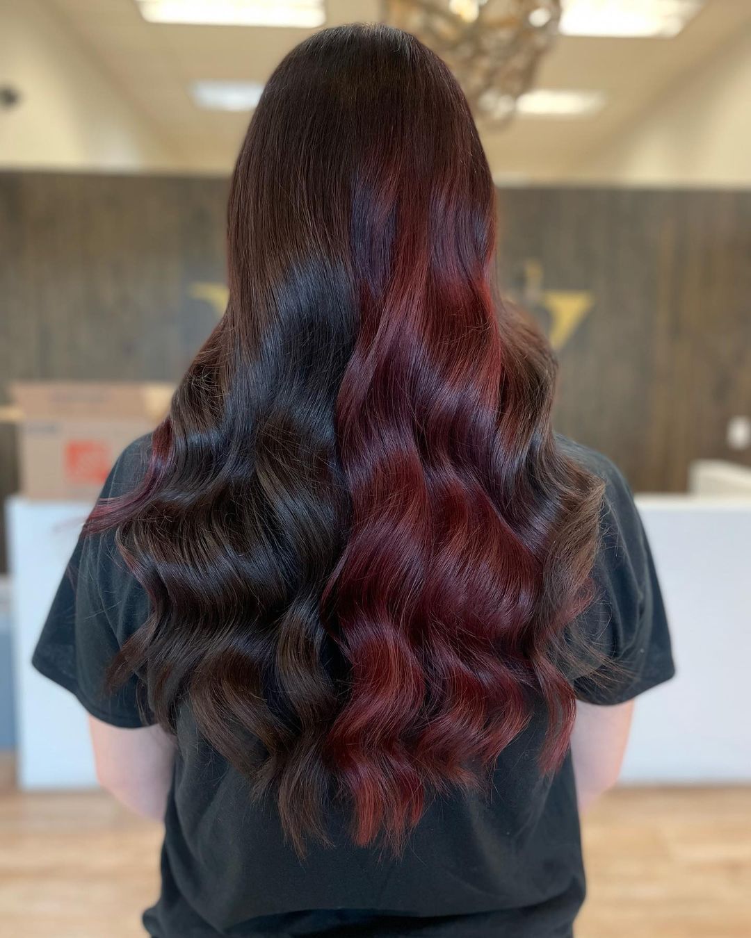 dark brunette and red hair