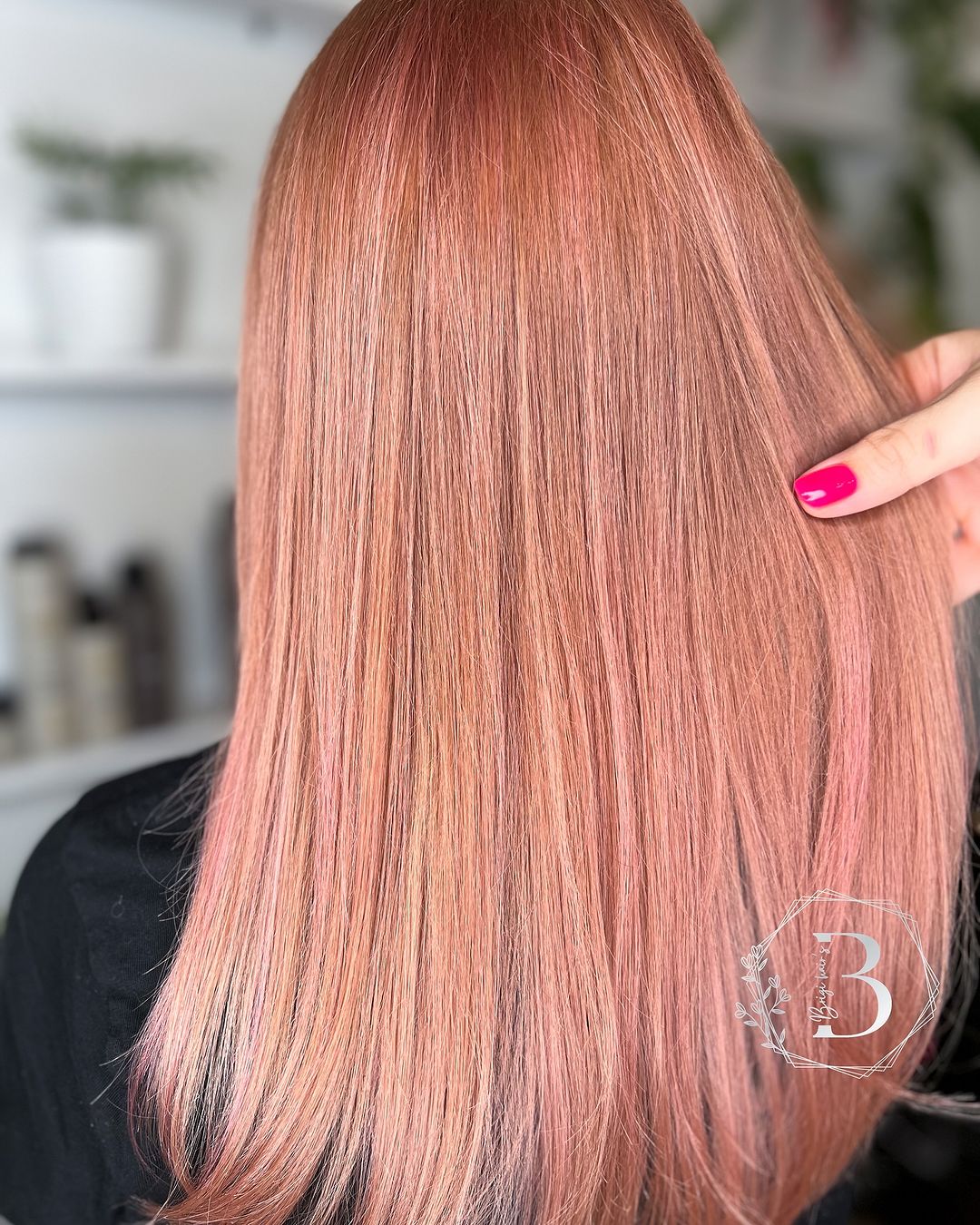 dimensional rose gold hair