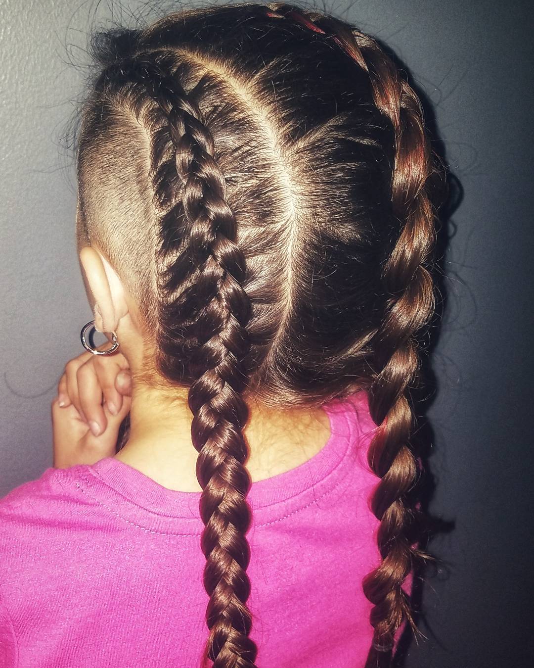 double Dutch braids with a shaved side for kids