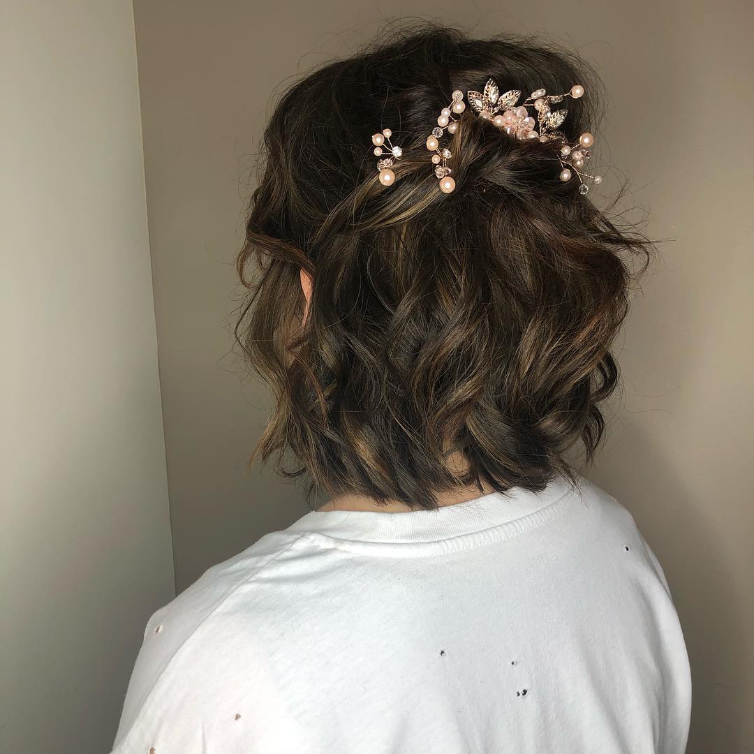 elegant wavy half updo