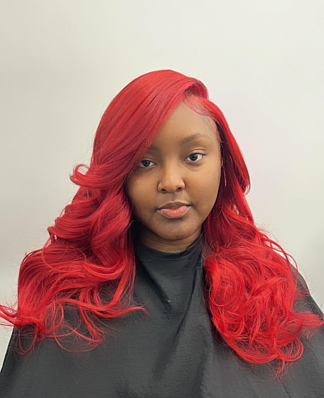 fiery red wavy side part quick weave