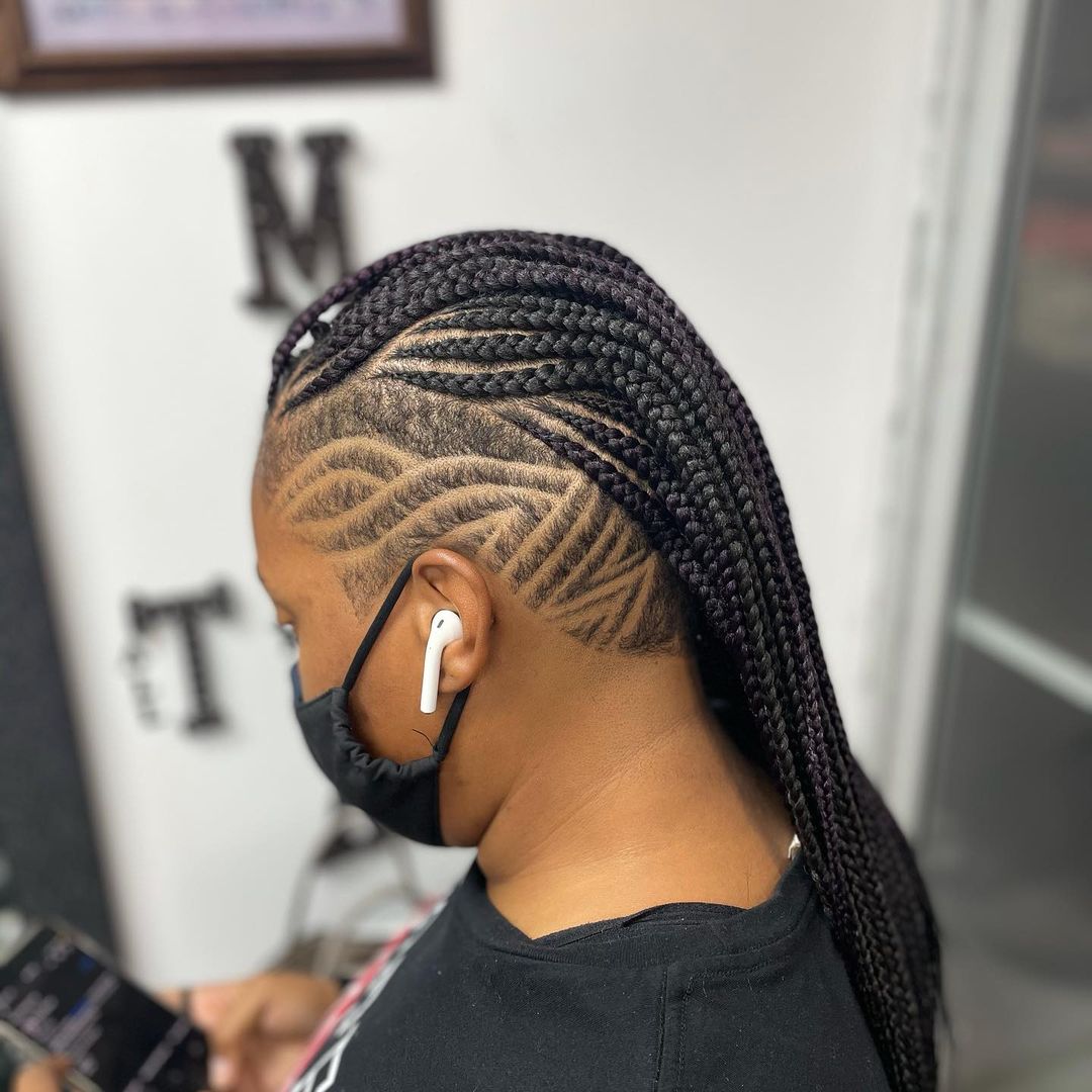 fulani braids with shaved sides