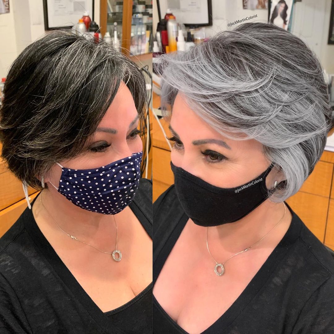 grey layered pixie bob