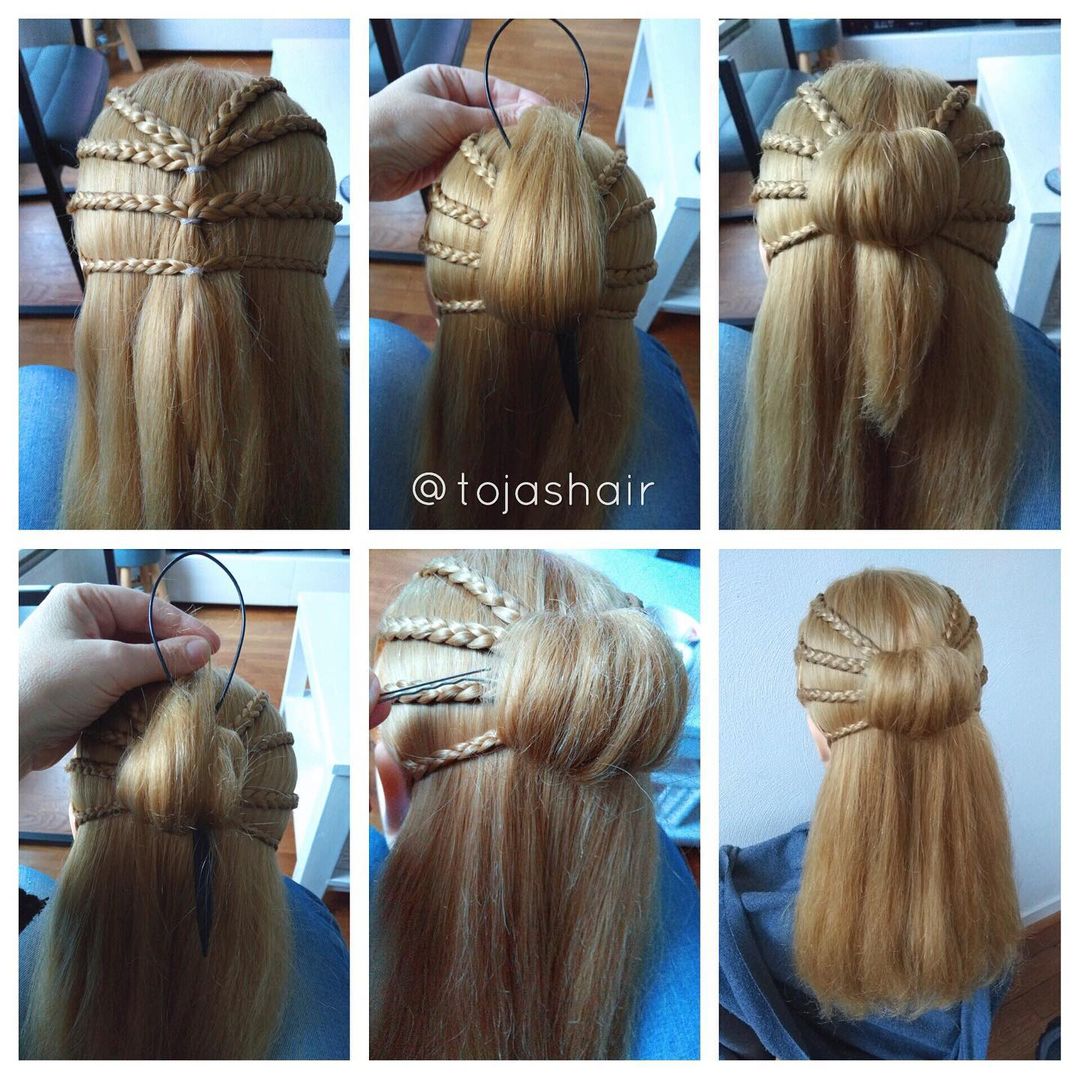 chignon intrecciato a metà altezza