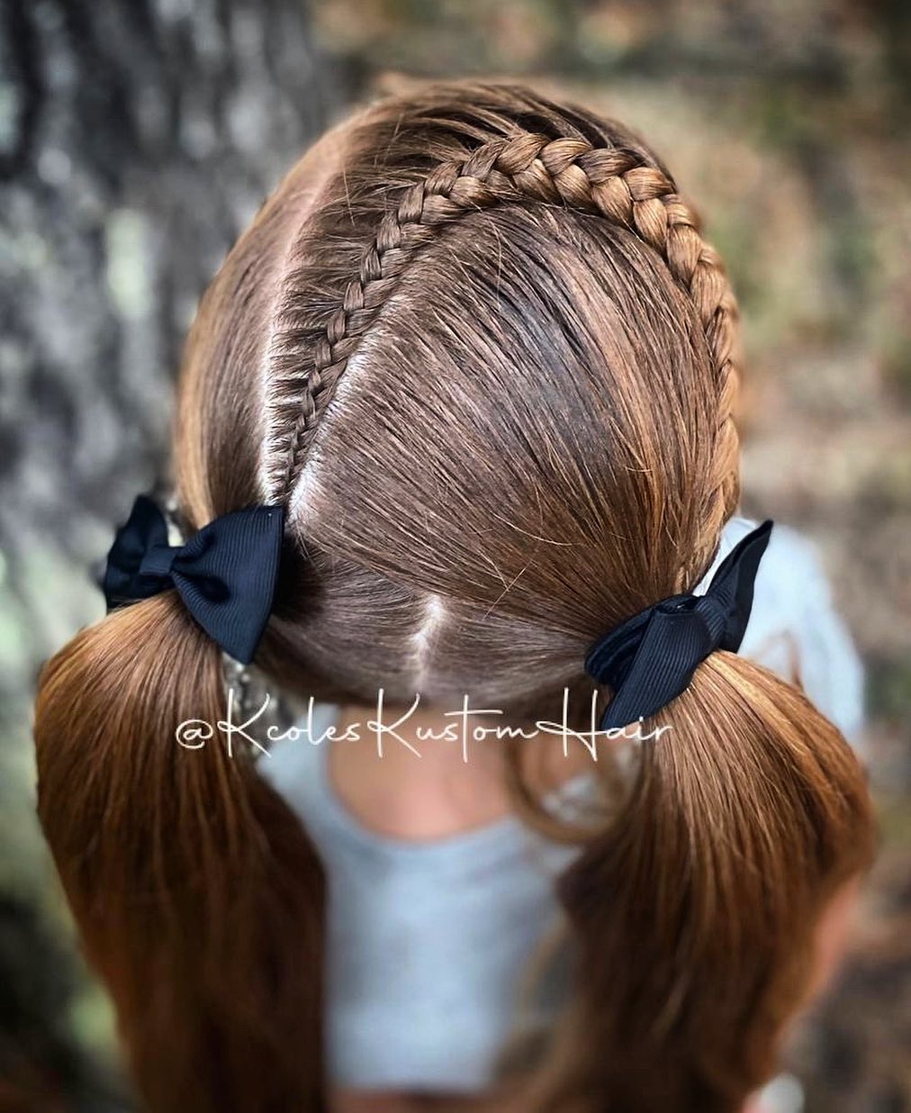 penteado com trança de renda e rabo-de-cavalo