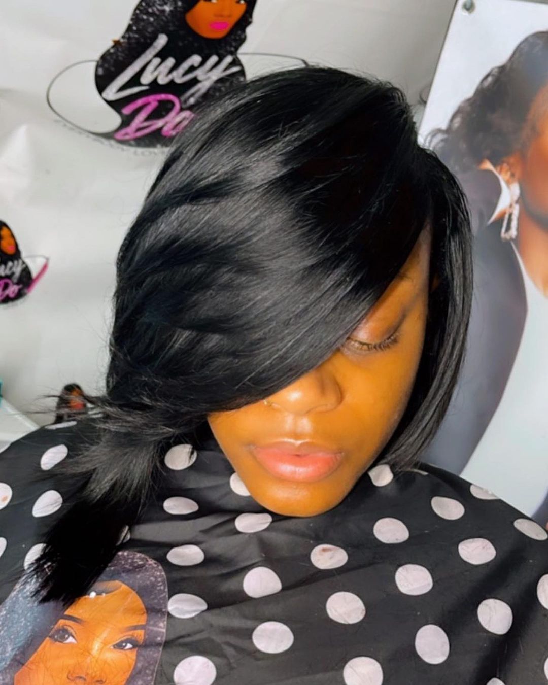 layered side part quick weave long bob