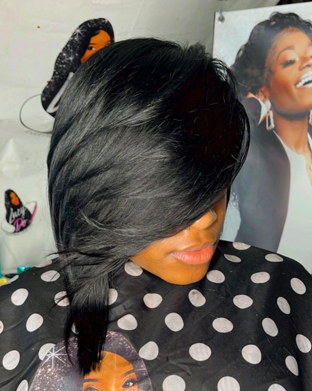 layered side part quick weave long bob