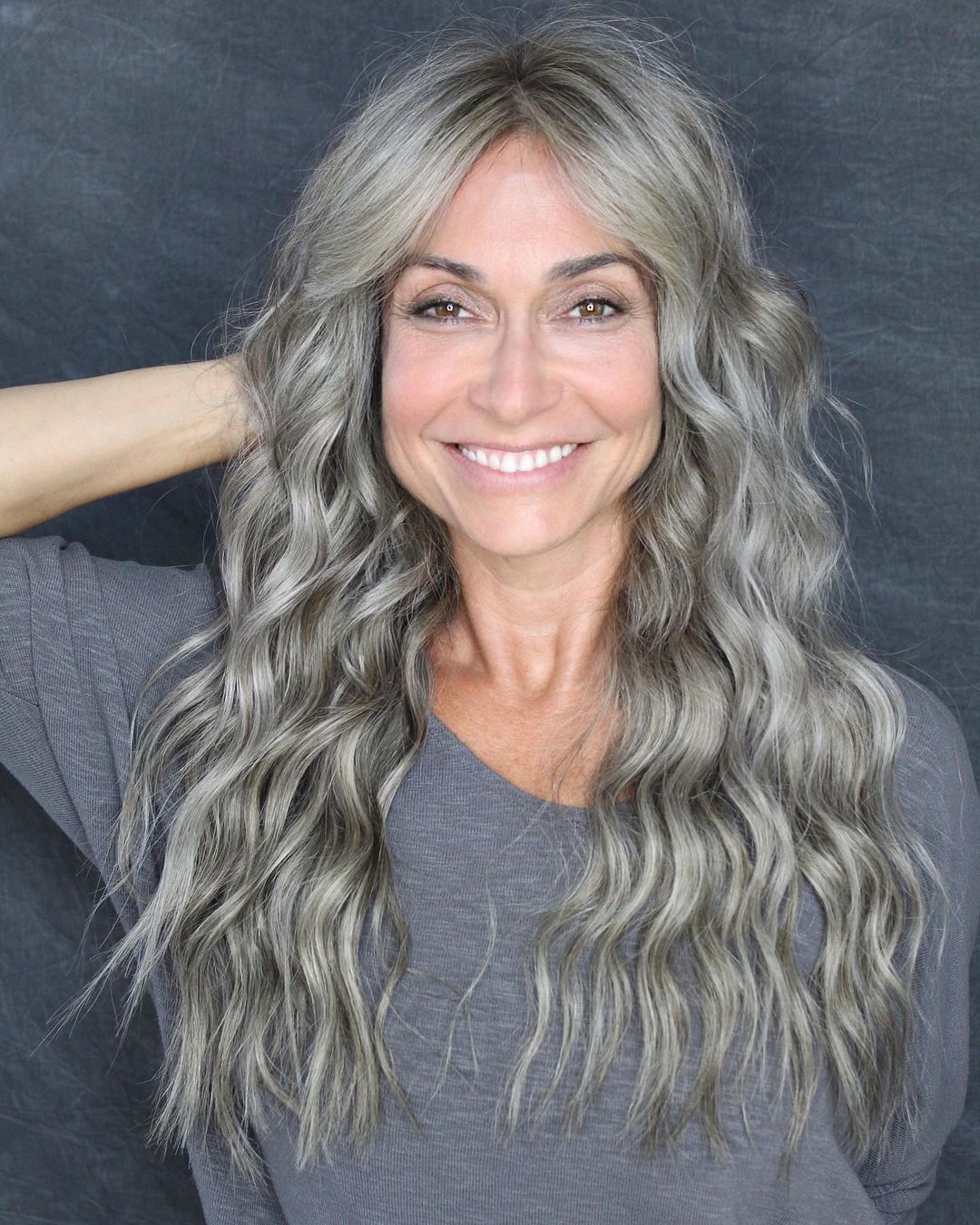 long grey blonde waves