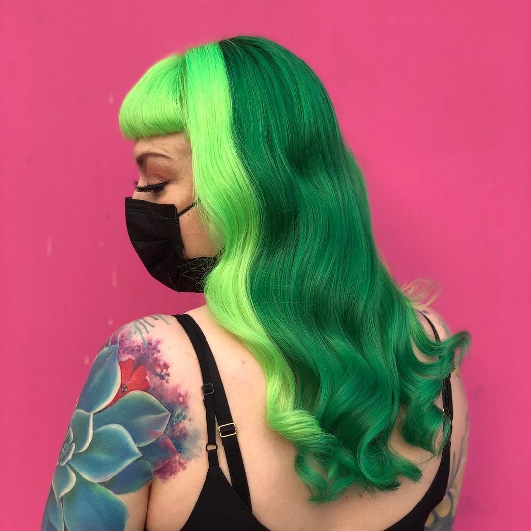 monochromatic green hair