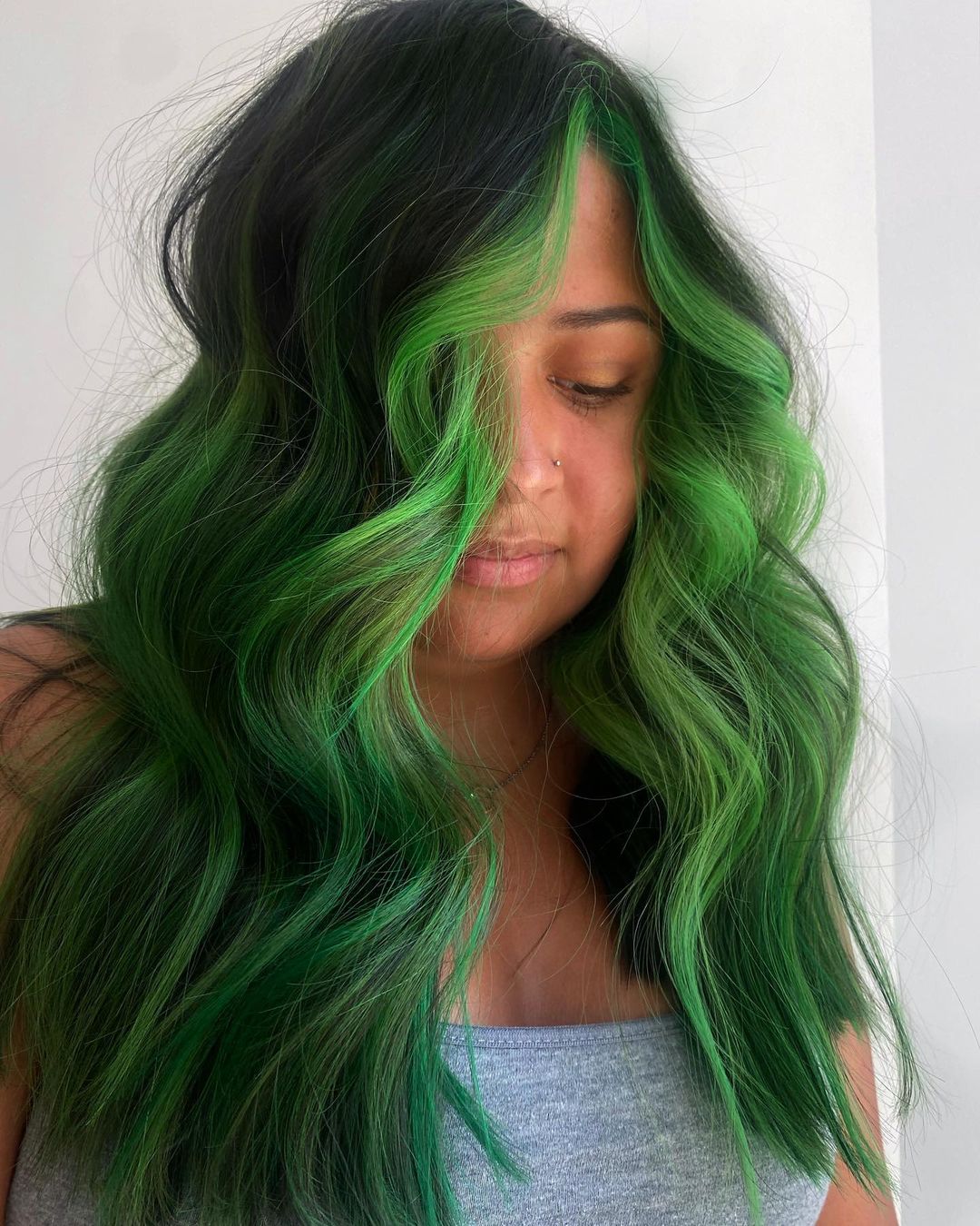 balayage verde neón