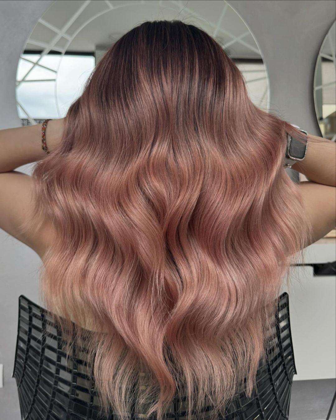 balayage em ouro rosa pastel