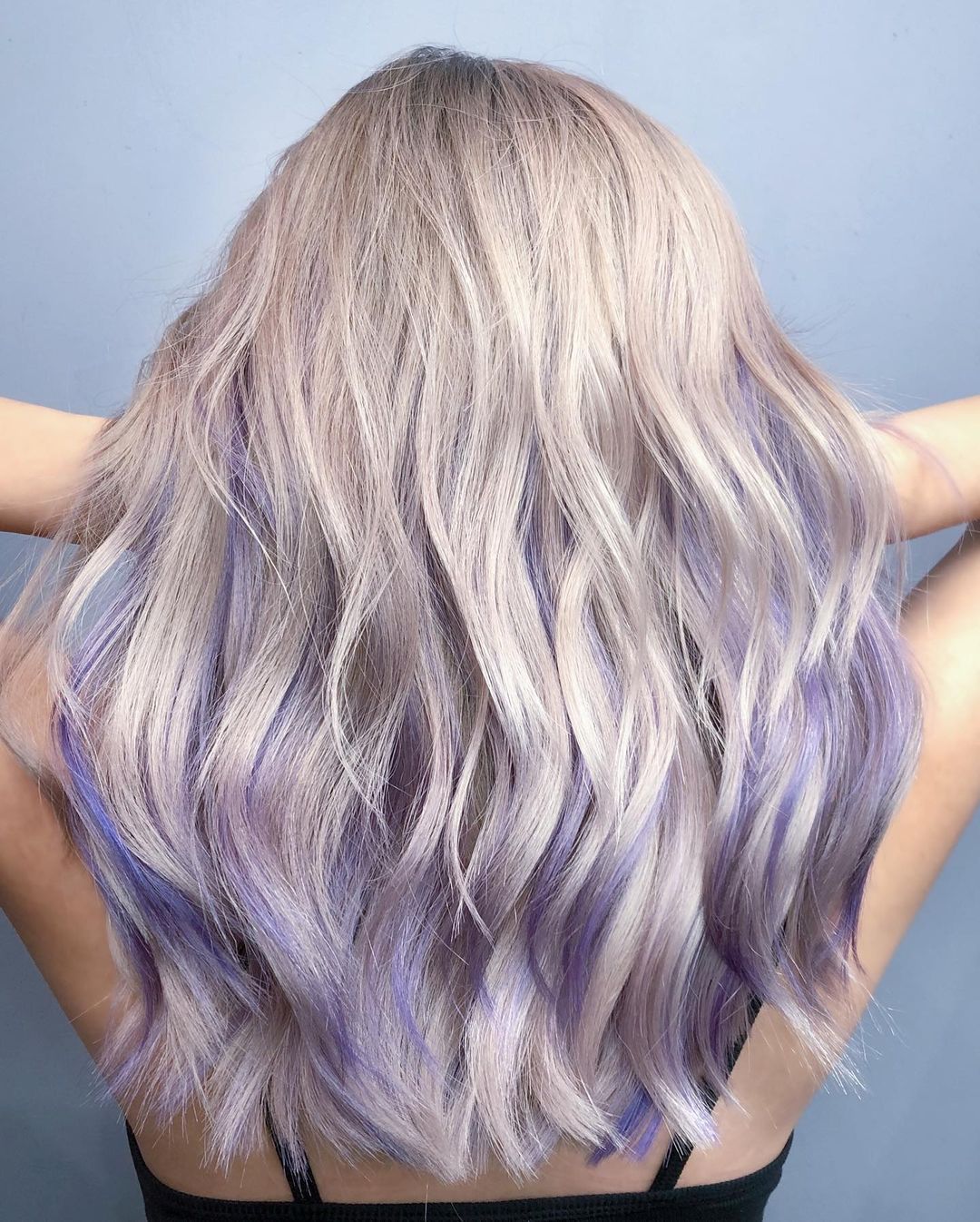 purple highlights on blonde hair