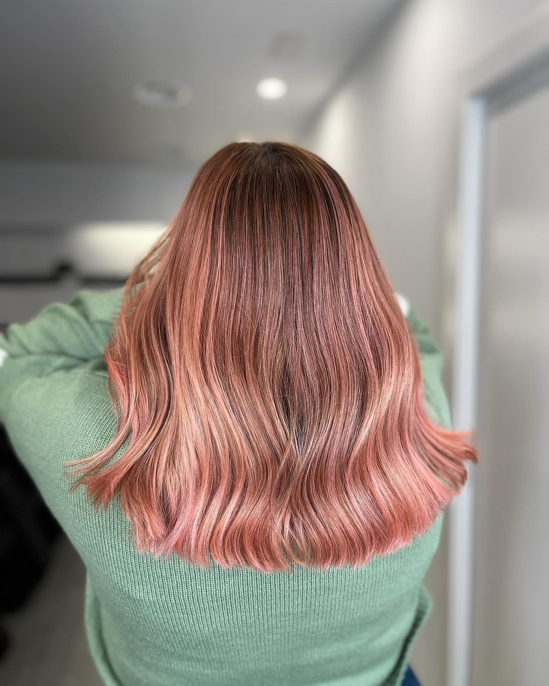 balayage rose gold peach