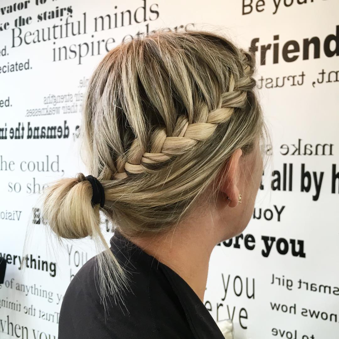 side braid into a low bun