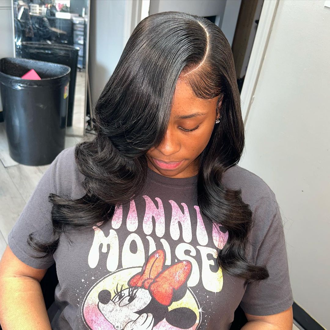 side part layered quick weave