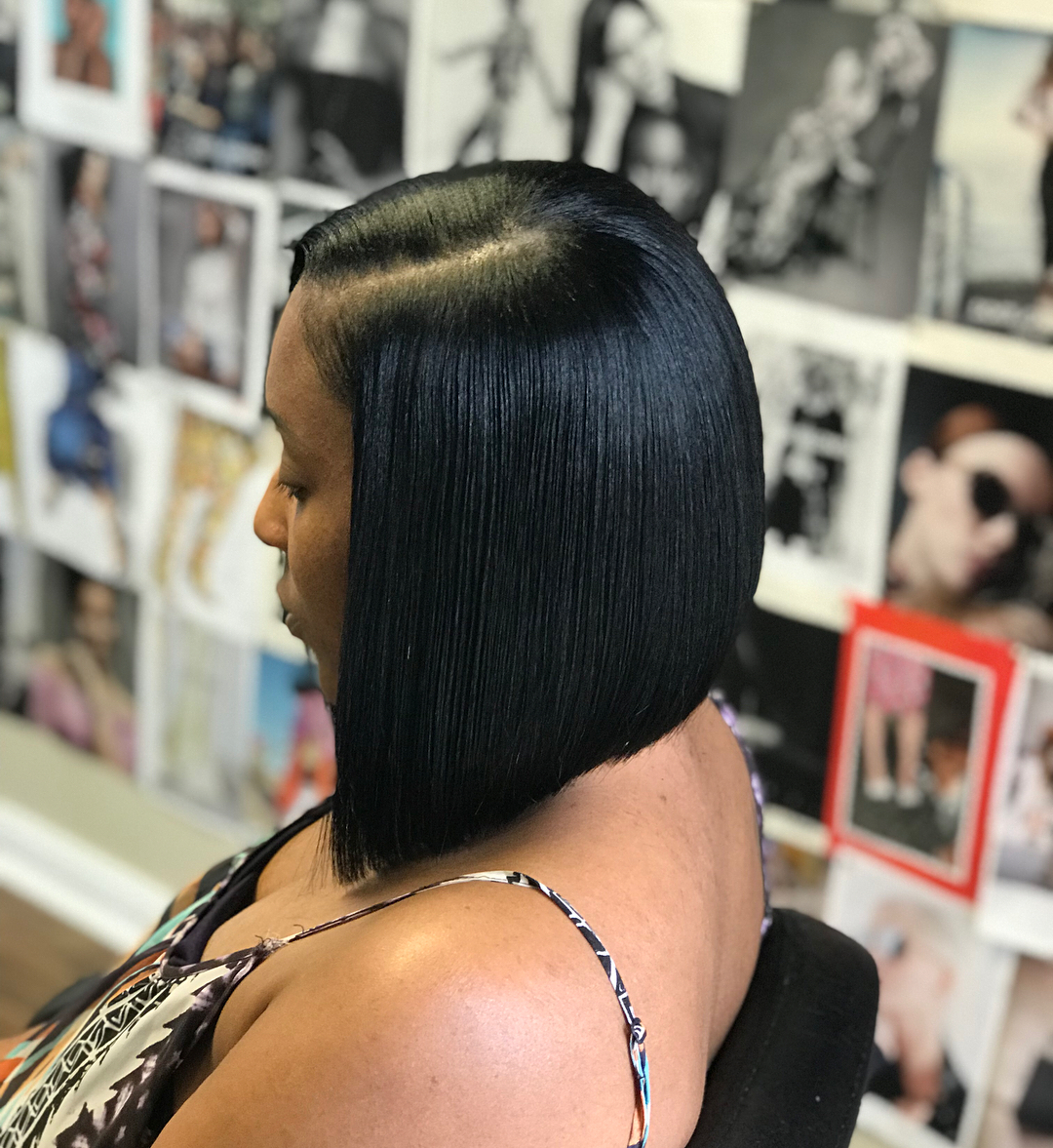 parte lateral quick weave angled bob