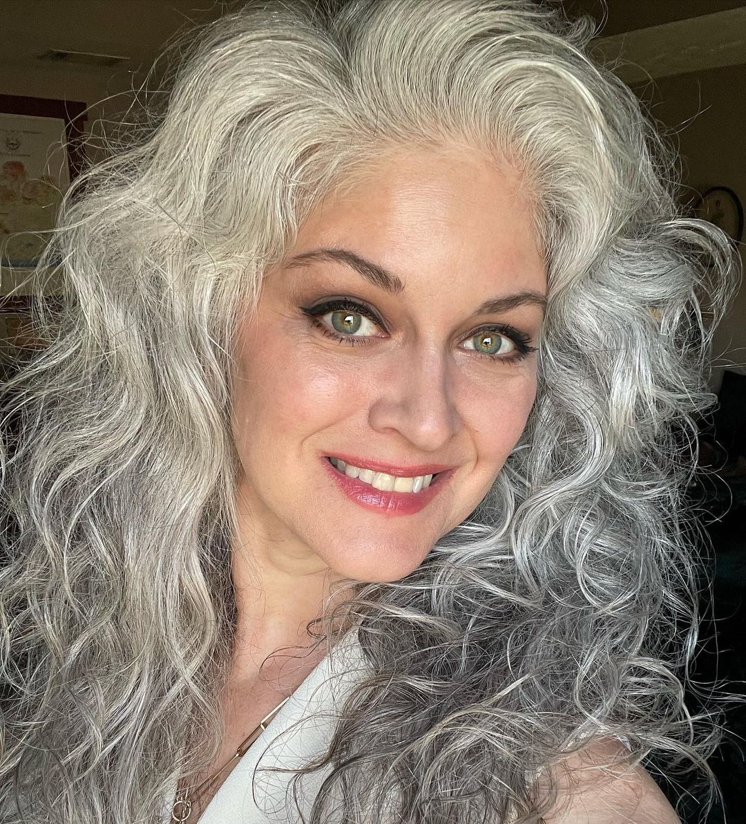 silver curly hair