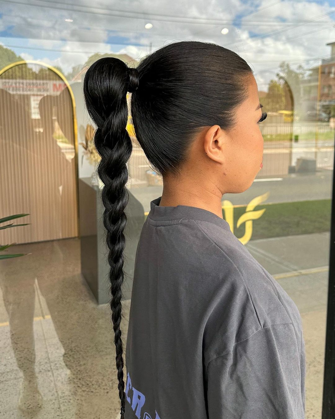 slick braided ponytail