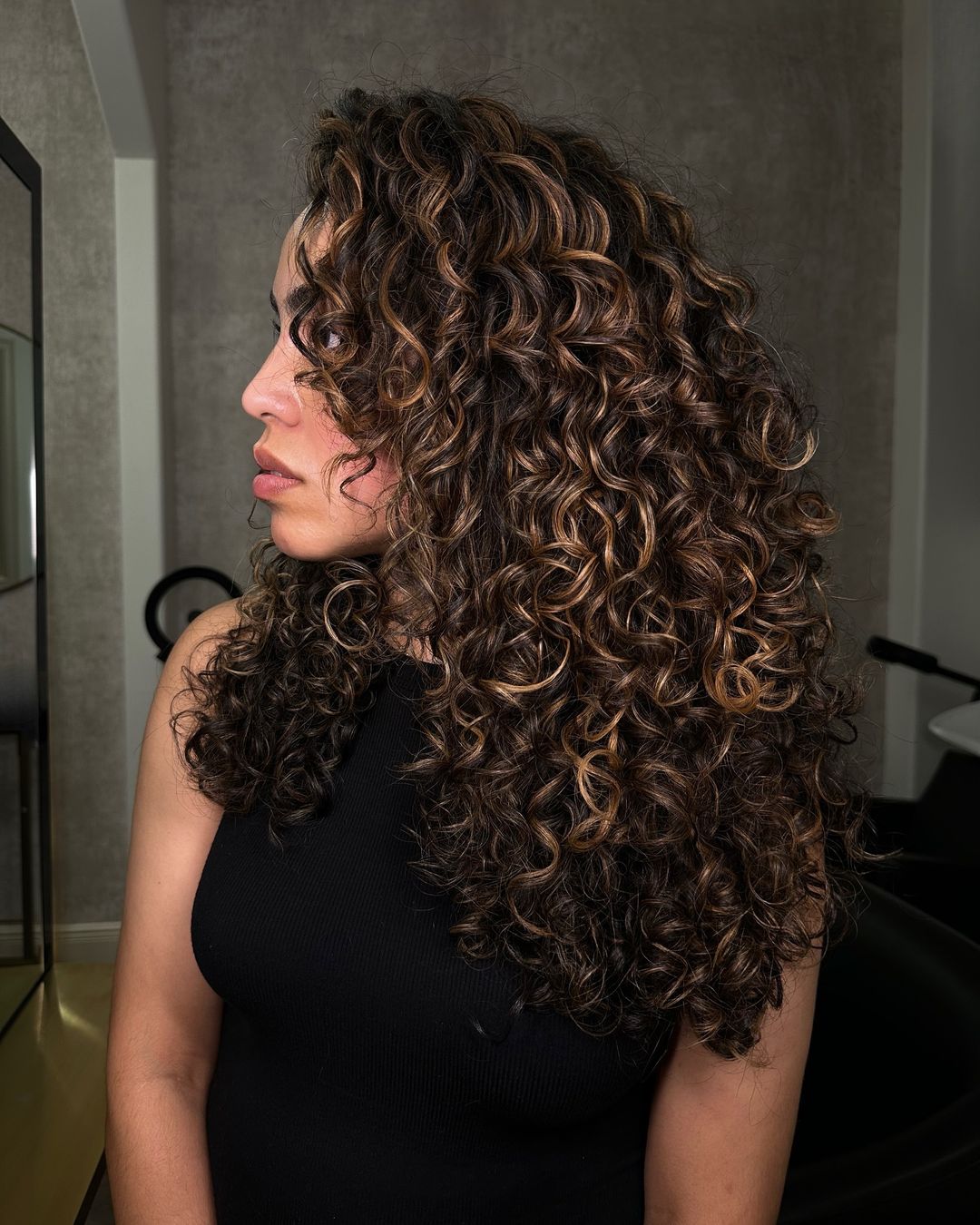 soft and subtle honey brown curls