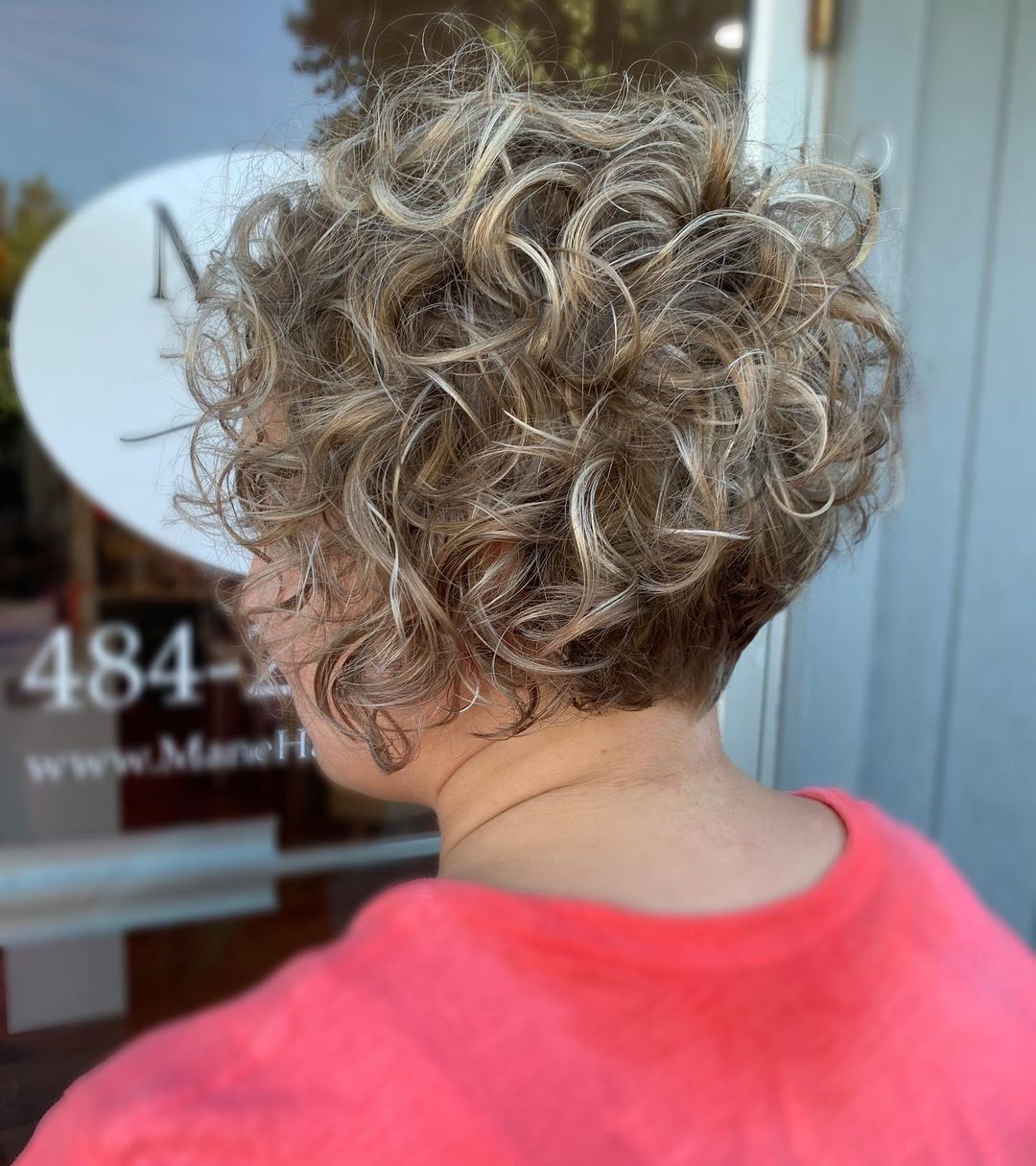 stacked curly bob