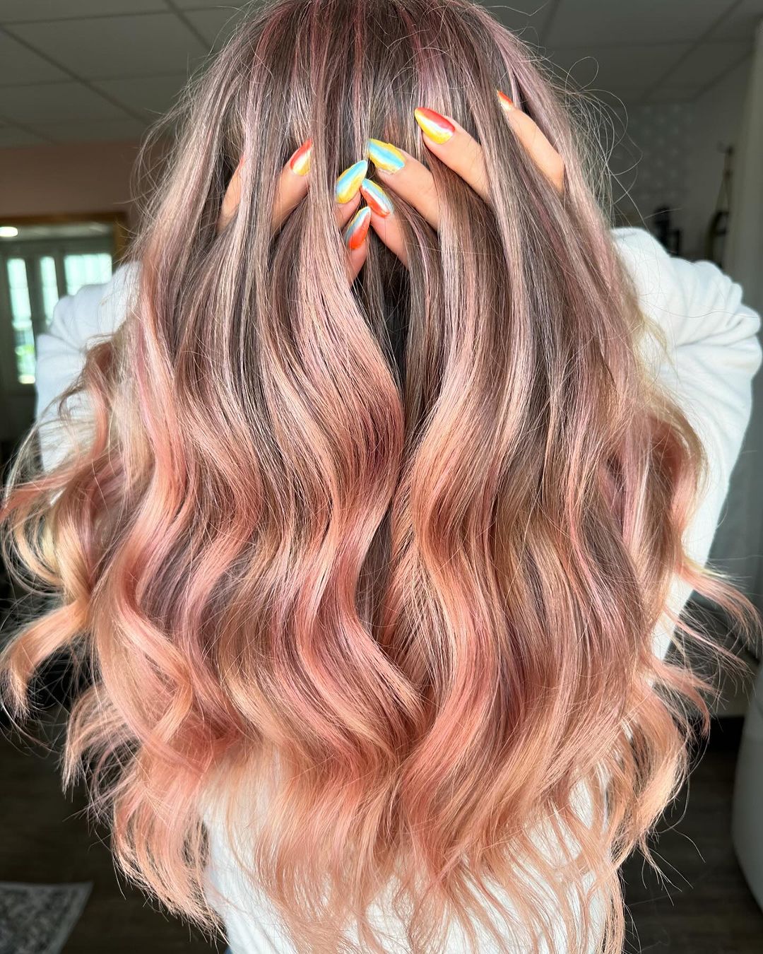 strawberry rose gold balayage